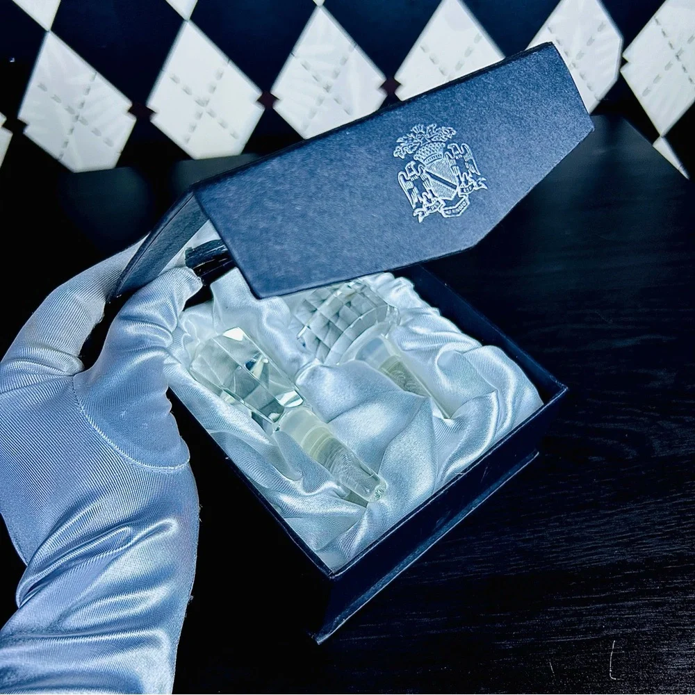 Oleg Cassini Crystal Bottle Stopper Duo| Jackie Kennedy Designer in Original Box